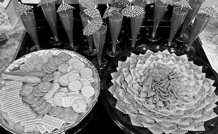 The selection of snacks and drinks for the celebration.