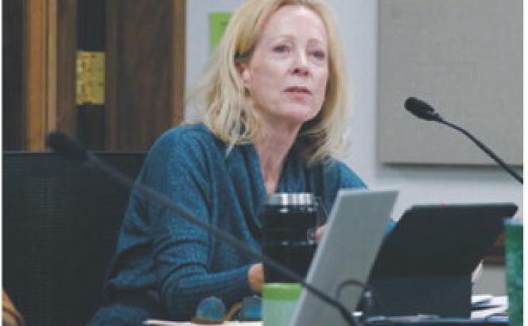 Rep. Liz Conmy, D-Fargo, speaks during a House Education Committee meeting on Jan. 28, 2025. (Photo by Michael Achterling/North Dakota Monitor)