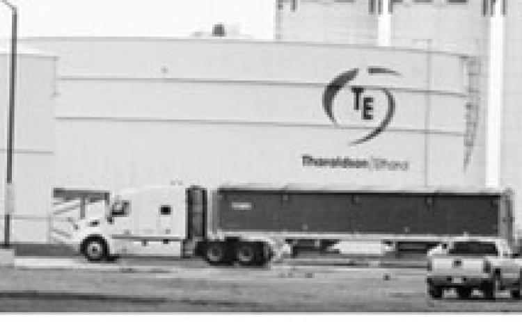 A truck delivers corn to the Tharaldson Ethanol plant near Casselton, North Dakota, on May 15, 2024. (Jeff Beach/North Dakota Monitor)