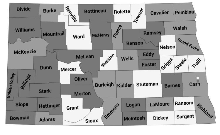 Counties in dark gray contain at least one population of kochia with genetically confirmed resistance to Groups 2, 9, and 14 herbicides. Light gray counties are those that submitted samples, but did not have resistance to all three herbicide groups. (Photo source: Zack Bateson, Research Director, National Agricultural Genotyping Center)
