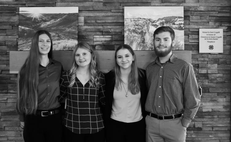 Newly selected North Dakota 4-H Ambassadors (L-R): Aubrey Delaney, Cass County; Addilyn Groven, Grand Forks County; Erika Littlefield, Mountrail County; and Sawyer Wilhelmi, Ramsey County. (NDSU photo)