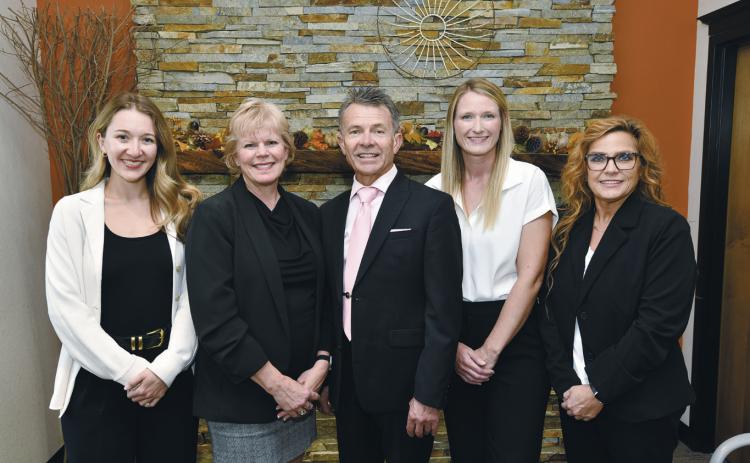 From (L-R) Dr. Miranda Dusek, Dr. Dori Carlson, Dr. Mark Helgeson, Dr. Jaime Hoenke, and Dr. Michelle Carter. After 35 years of service, Dr. Mark Helgeson has announced his retirement.