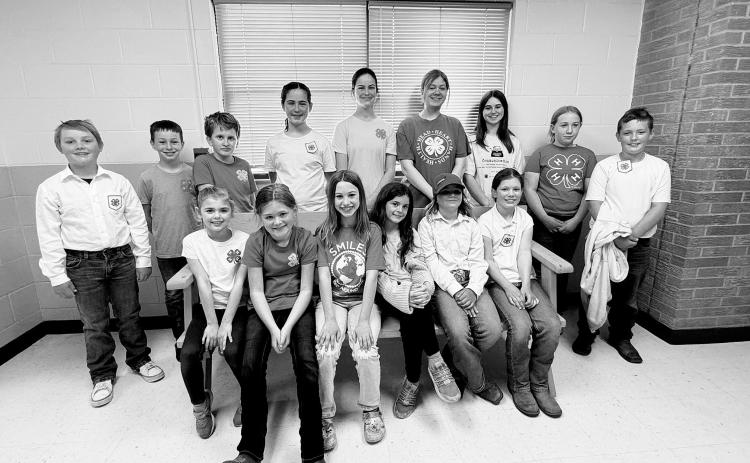 Front row (L-R) Sadie Kennedy, Mallory Latozke, Isla Emerson, Olivia Olimb, Olive Moore, Chloe Hunter. Back row, Rylan Moore, Nathan Stegman, Gary Olimb, Naomi Stegman, Caroline Stegman, Gracyn Hornung, Audrey Emerson, Pyper Shane, and Oscar Hunter.