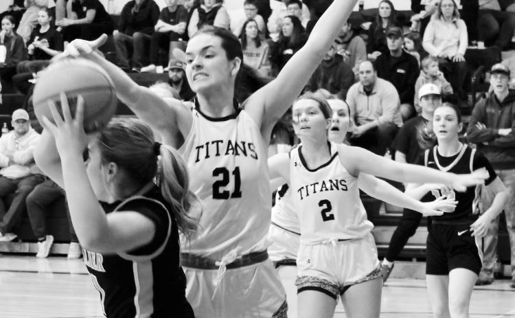 DVE senior Elizabeth Fedje fights for the ball. Photo by Jamie Rarick.