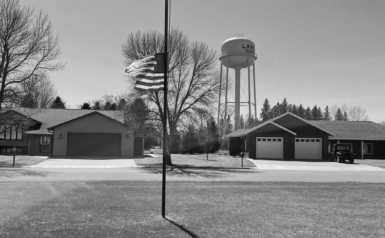 Flags flew at half-staff on Friday, May 1, in honor of Liz Conmy, a North Dakota lawmaker with ties to the Langdon area who recently passed away. Submitted photo