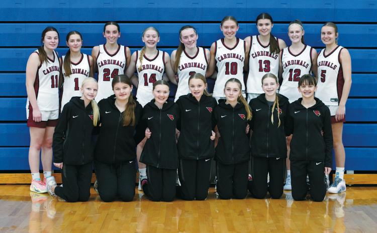 Back row (L-R) Erika Bakke, Meggy Hetletved, Avery Lorenz, Hilary Haaven, Meredith Romfo, Aubrey Badding, Taya Feist, Mikaela Olson, Kemi Morstad; front row: Mya Swanson, Fenja Lawson, AryAnna Schaefer, Chloe Koons, Ella Goodman, Chloe Koons, and Lily Zimmer. Photo by Larry Stokke.
