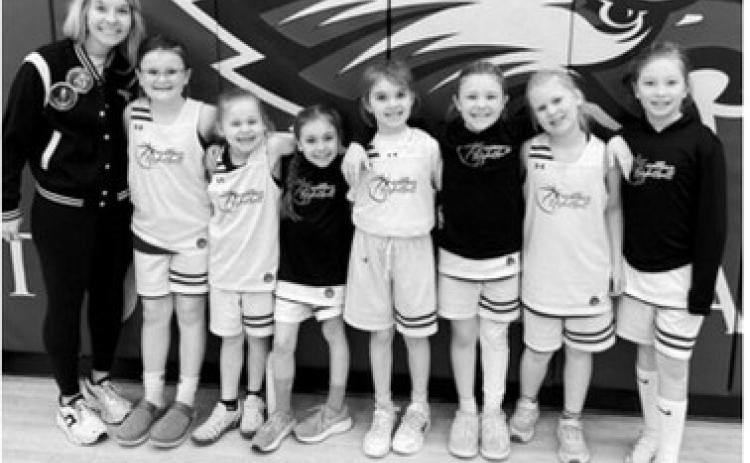 L-R: Coach Megan Overby, Presley Feil, Austin Howatt, Ramsey Hedger, Scarlyt Schaefer, Hazel Overby, Rose Waslaski, Bailey Hursman. Submitted photo