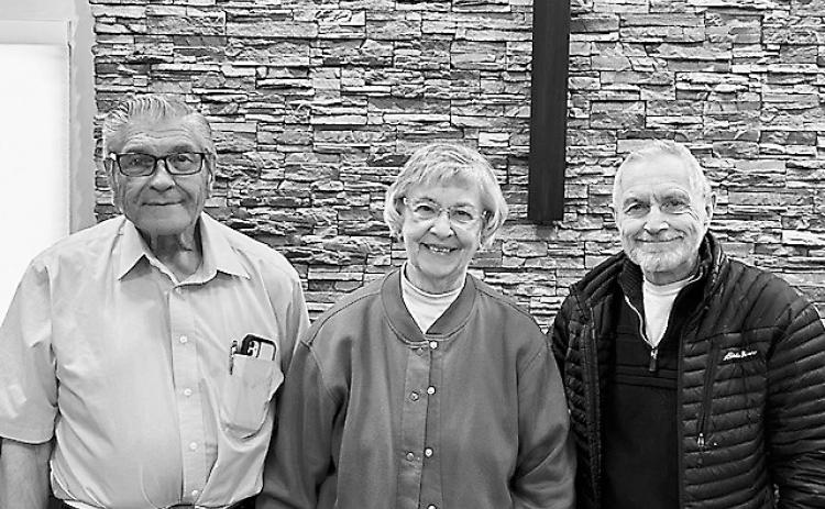 From (L-R) Donnie, Evelyn, and Bob with “Bob and Crew” faithfully come to PNC once a month to sing and provide entertainment for residents.